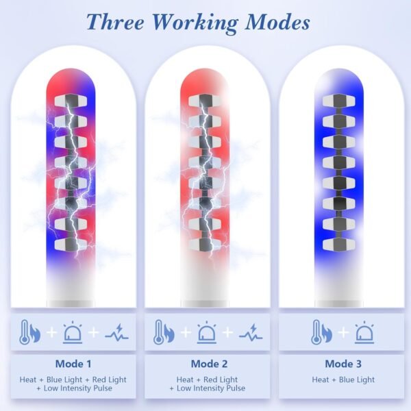 Red Light Therapy Wand, Red & Blue Light Therapy Device with Heating Function