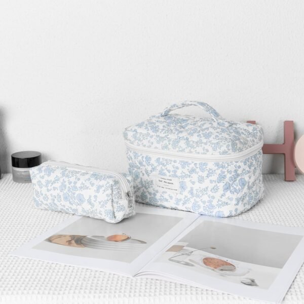 711wsHo1NcL._AC_SL1500_.jpg Floral Makeup Bag, Quilted Makeup Bag Set, Cotton Cosmetic Bag, Flower Travel Toiletry Bag, Coquette Aesthetic Floral Toiletry Organizer Bag