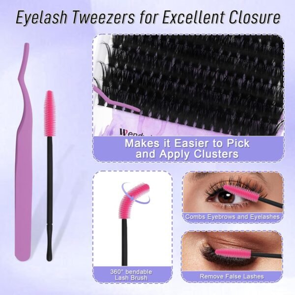 711z9aEZwgL._SL1500_.jpg DIY lash Extension Kit 60D+80D Lash Cluster Kit with 240 PCS C/D Curl 12-16mm Mixed,Individual Lashes Clusters Lash Band and Seal Cluster Lash Applicator Individual Lashes Kit(60P/80P D12-16mm Kit)
