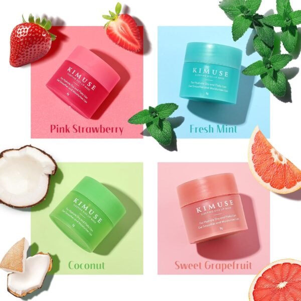 71236mQbafL._SL1500_.jpg KIMUSE Lip Mask, Lip Sleeping Mask: Moisturizing, Hydrating, Nourishing Lip Care Products, Vitamin C, Shea Butter & Antioxidants, Lip Mask Overnight Set for Dry Lip, Flaky