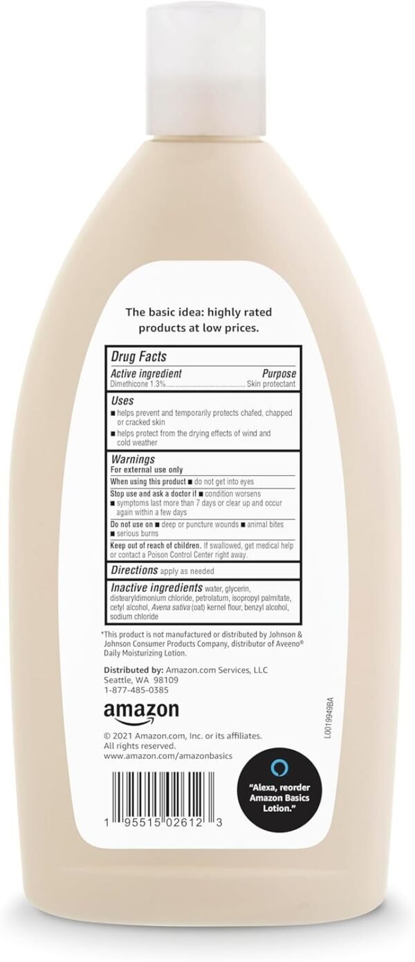 Amazon Basics Daily Oatmeal Body Lotion and Skin Protectant Moisturizer, Fragrance Free, 18 Fl Oz (Pack of 1) (Previously Solimo)