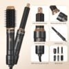6 in ONE Blow Dryer Brush,Air Curling Iron Round Brush for Blow Out 800W,Ionic Hair Dryer Brush for Women, Blowout Brush Air Styler Curler (Black Gold)