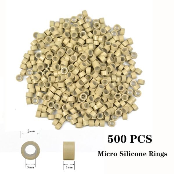 Hair Extensions Tools Kit Professional Hair Styling Tools Accessory 500 Pcs Micro Ring Beads 1 Plier 2 Hook Needle Pulling Loop 2 Plastic Alligator Hair Clips, for Fairy Hair Tinsel (Beige)