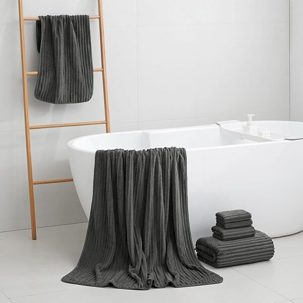 Extra Large Bath Towel Set of 6 (40"x80"),Oversized Bath Sheet Super Soft Highly Absorbent Microfibers Quick Dry Luxury Shower Towel for Bathroom Spa Gym Hotel Yoga (Charcoal Gray, 6Piece)