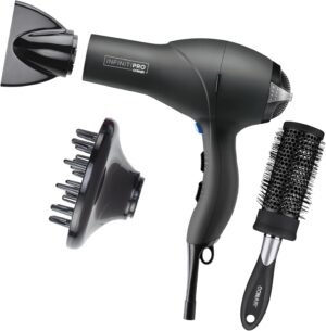 712HnHzq2yL._AC_SL1500_.jpg INFINITIPRO by CONAIR Hair Dryer with Diffuser | Salon Performance AC Motor Blow Dryer | Includes Diffuser, Concentrator and Bonus Blow-Out Brush | Grey - Amazon Exclusive | Packaging May Vary
