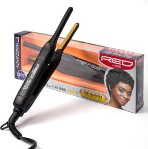 712MnZrDaML._AC_SL1500_.jpg RED by KISS 0.3 Inch Pencil Flat Iron with Ceramic Tourmaline, Hair Straightener for Thin and Short Hair Edge Styling, Even Heat Distribution with Fast Heat Up 450° F Max Temperature, Black