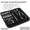 Hair Extension Tools Kit Includes 2 HoleMicro Beads Microlink Crimping Plier, 12pcs Sectioning Clips, Quick Parting Tool, Mini Scissor & C Type Needles, Loop Tool (Rianbow)