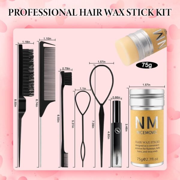 712XpLDT7zL._SL1500_.jpg Slick Back Hair Brush Wax Stick Set for Flyaways Stocking Stuffers for Kids Women Christmas/Birthday Gifts Hair Accessories for Women Girl Teen Girls Trendy Stuff, Hair Styling Tools Baby Hairs Gel
