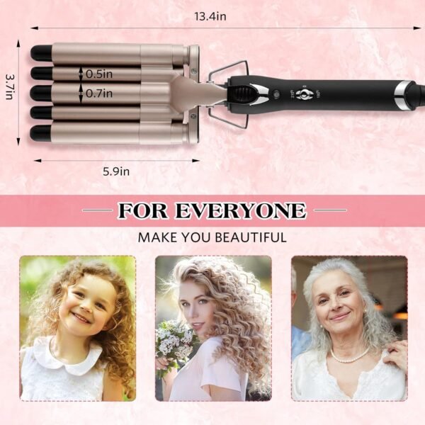 712fo1bB7bL._SL1500_.jpg Hair Crimper Iron 5 Barrel Curling Iron Wand, 0.6 Inch Hair Waver Curler Ceramic Tourmaline Hair Styling Tool with Dual Voltage (0.6 Inch)
