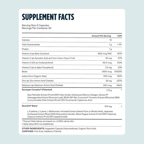 Nutrafol Men's Hair Growth Supplements, Clinically Tested for Visibly Thicker Hair and Scalp Coverage, Dermatologist Recommended - 2 Month Supply, 2 Refill Pouches