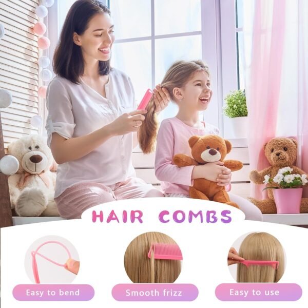 712jj85HNdL._SL1500_.jpg Hair Wax Stick Accessories, 50PCS U-shaped Hair Pins for Women, 50PCS Invisible Hair Net for Bun Styling Kit, Brown Bobby Pin for Kids, 3 Pcs Hair Brush for Girls, 2 Hair Loop Styling Tools