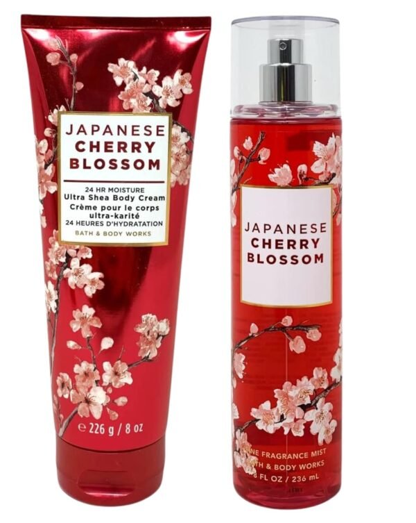 Bath & Body Works Fine Fragrance Mist & Ultra Shea Body Cream Japanese Cherry Blossom 2 Piece Set Full Size 8oz.