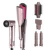 712lAQHIq8L._SL1500_.jpg Shark FlexFusion Hair Straightener & Powerful Hair Dryer with Fusion Hair Brush, Ceramic Air Styler with Auto-Wrap Hair Curlers & Concentrator, Ceramic Plates, Cosmic Blush HD641S