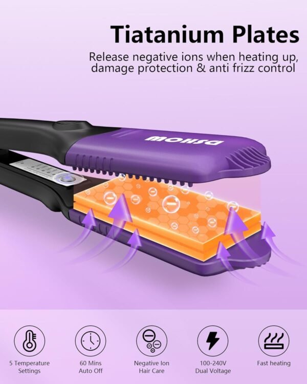 712zNmMbRkL._AC_SL1500_.jpg DSHOW Hair Crimper for Women with 4 Interchangeable Plates, Crimper Hair Iron Volumizing Flufft Hairstyle Crimping Iron for Hair with 5 Heat Settings & 60 Min Auto Off