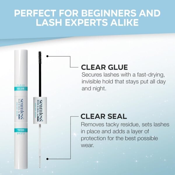 Ardell Seamless Under Lash Clusters Glue & Seal - Clear, Lash Glue for Cluster Lashes, Long Lasting Hold Eyelash Glue with Vitamins A, C, E, 4.2 g, 1-Pack