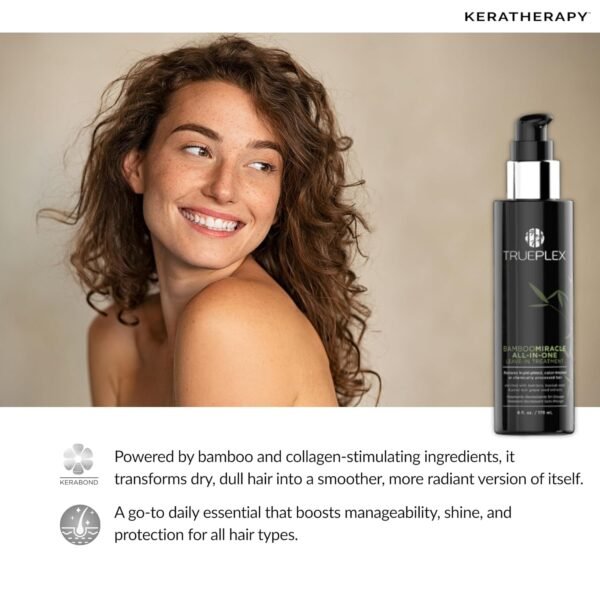 KERATHERAPY Trueplex Bamboo Miracle All-In-One Conditioning Treatment, 6 oz., 178 ml - Vegan Leave in Hair Strengthener with Baobab, Grape Seeds & Bamboo Extract for Color Treated, Dry & Damaged Hair