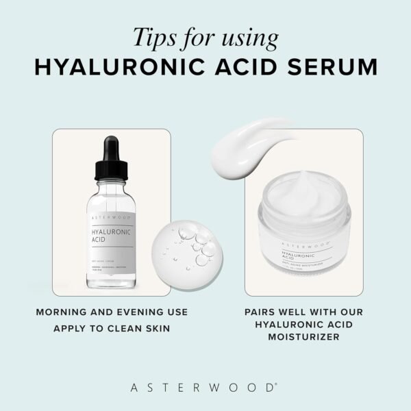 7135lQPDYL._SL1500_.jpg Asterwood Hyaluronic Acid Serum for Face - Plumping, Anti-Aging, Hydrating - Fragrance-Free - 1 Fl Oz