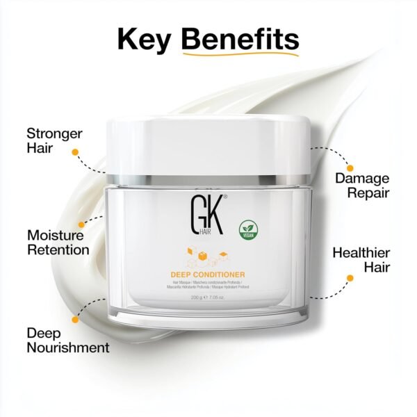 GK HAIR Global Keratin Deep Conditioner Masque (7.05 Fl Oz/200 g) Intense Hydrating Repair Treatment Mask for Dry Damaged Color Treated Frizzy Hair Restoration Formula with JOJOBA Seed Oils