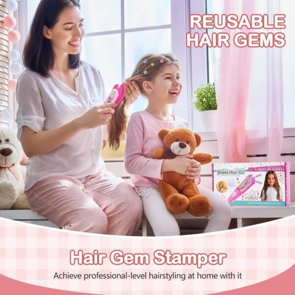Hair Gem Stamper Kit, Bling Hair Jewels for Girls Toys, Hair Styling Tool with Reusable Shining Diamonds, Birthday Gifts Toys for Girls