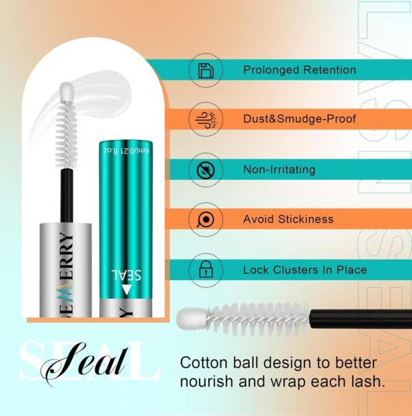 GEMERRY Lash Bond and Seal Waterproof 12ml Lash Cluster Glue for Eyelash Clusters Long Lasting for 72-96 Hours Eyelash Glue for Self Use at Home