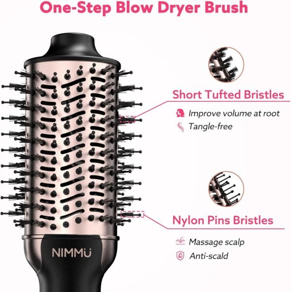 713jqFk9c4L._AC_SL1500_.jpg Nimmu Hair Dryer Brush Blow Dryer Brush in One, 4 in 1 Hair Dryer and Styler Volumizer for Drying Straightening Curling Volumizing Hair, Upgraded Hot Air Brush with 2.4” Oval Barrel, Black Gold