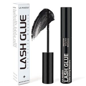 713olL6nOL._SL1500_.jpg Lash Cluster Glue, Lash Bond Black Lash Glue for Eyelash Clusters DIY Eyelash Extension, Waterproof Strong Hold Individual Lash Adhesive with Mascara Wand Home Use 5ML, Black/Clear