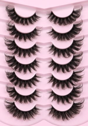 713qj4qlhCL._SL1500_.jpg Mink Lashes Wispy 6D False Eyelashes 17mm Volume Cat Eye Lashes that Look Like Extensions Strip Lashes Pack
