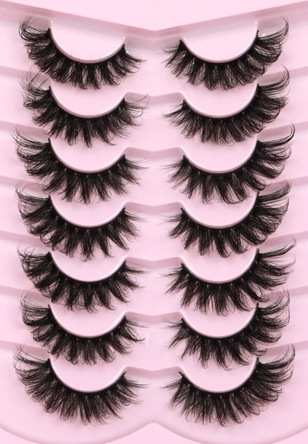 713qj4qlhCL._SL1500_.jpg Mink Lashes Wispy 6D False Eyelashes 17mm Volume Cat Eye Lashes that Look Like Extensions Strip Lashes Pack