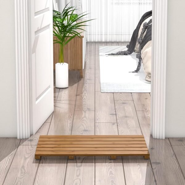 Bamboo Wooden Bath Floor Mat for Luxury Shower - Non-Slip Bathroom Waterproof Carpet for Indoor or Outdoor Use (Walnut)