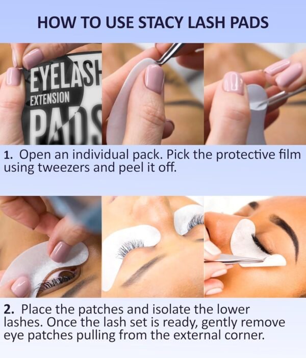 100 Pairs Set Premium Under Eye Gel Pads for Eyelash Extension - Lint Free Patches with Vitamin C and Aloe Vera by Stacy Lash supplies and Beauty tools - Hydrogel Eye Pads - Skin Moisturizes