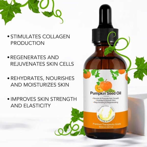 714CP5UJSkL._SL1500_.jpg Pumpkin Seed Oil for Hair Growth 60ML, Organic Pure Pumpkin Essential Oil for Hair, Eyebrow & Eyelash Growth, Skin Care, Scalp Massage