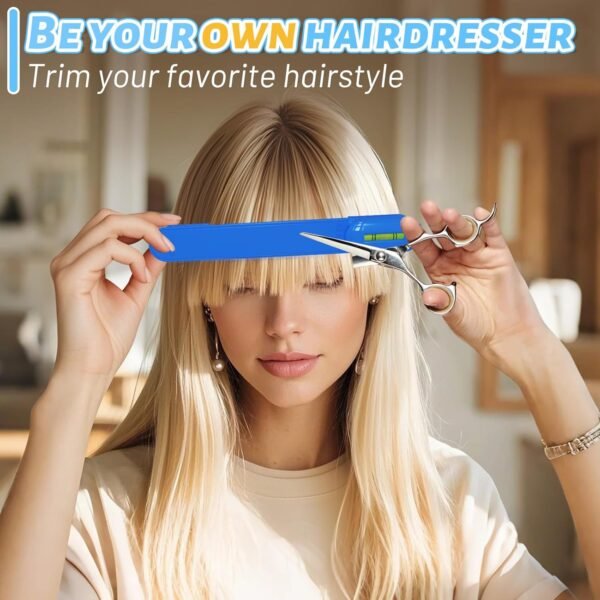 Professional Hair Styling Tools: DIY Layering and Trimming Kit with Clips, Guide for Bangs, Layers, Split Ends - Blue
