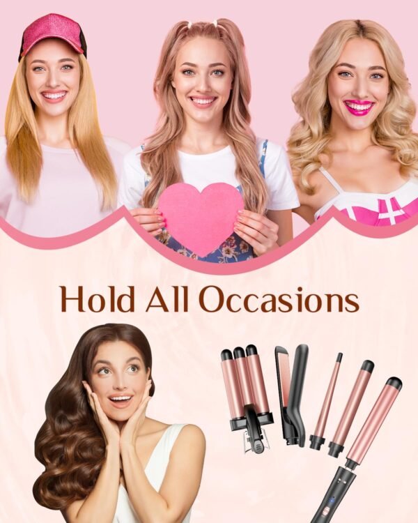 714DiWcjVQL._SL1500_.jpg 5 in 1 Wand Curling Iron-Kinked Curling Wand Set with Flat Iron Hair Straightener, 3 Barrels Hair Crimper, 3 Ceramic Curling Irons (0.35"-1.25"), 2 Temps Fast Heat Hair Waver Curler with Glove & Clip