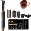 6 in 1 Hair Dryer Brush, Foldable Blow Dryer Brush with Wrap Curler, Detachable Air Hair Styler Curling, Drying,Volumizing, Straightening, Negative Ionic Hair Dryer with Diffuser, Hair Styling Tools