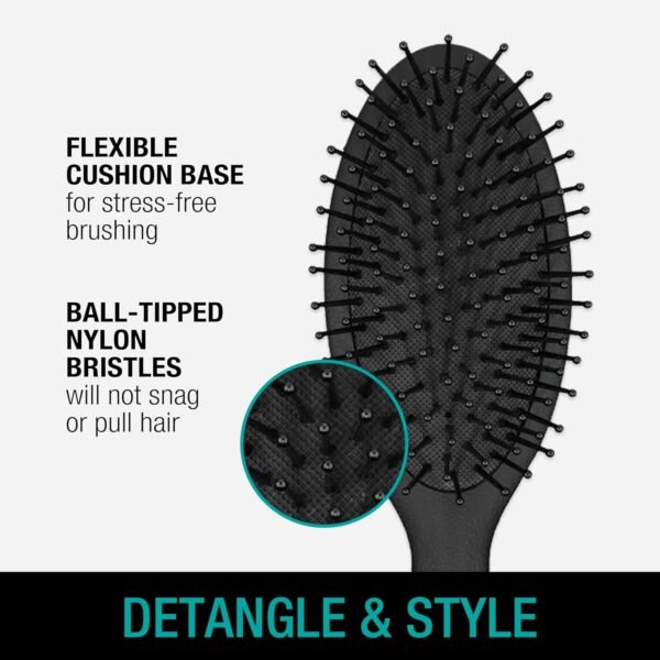 714IhvLEogL._SL1500_.jpg CONAIR Men Hair Brush, Men’s Detangler Brush for Everyday Brushing and All Hair Types, Flexible Cushion Base with Ball-Tipped Bristles Won’t Snag or Pull, Black