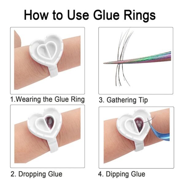 714Ssr5qV6L._SL1500_.jpg 300 PCS Glue Rings for Eyelash Extension,Heart Glue Rings for Lash Eyelash Extension Supplies, Lash Glue Rings Smart Glue Cups Eyelash Glue Holder, Blossom Glue Ring Fan Fanning Glue Cups, White