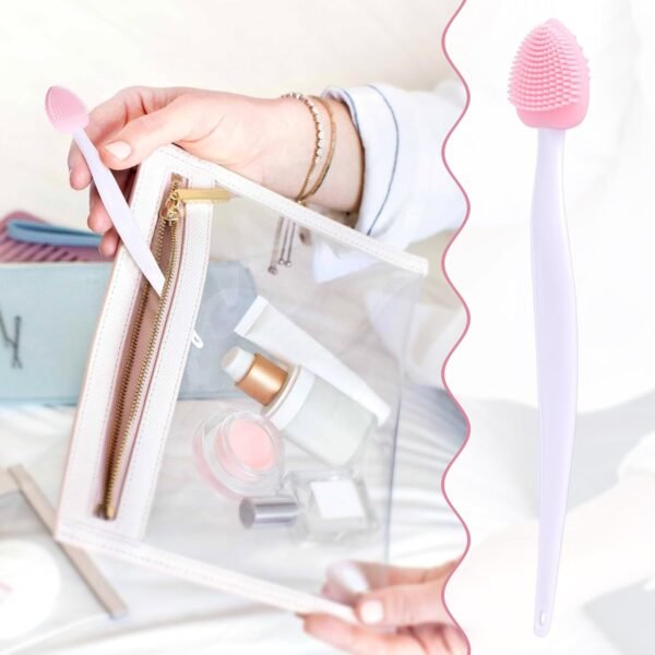 4pcs Lip Scrub Brush, Silicone Heart Lip Exfoliator Brushes Scrubber Tool, Double-Sided Lip Cleaning Exfoliating Remove Dead Skin Tool for Men Women Dark Lips- Pink & White & Blue & Yellow