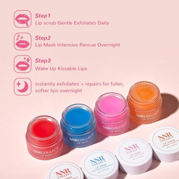 714dHysJRqL._SL1500_.jpg Lip Mask Set, 1 Lip Scrub +3 Overnight Lip Mask, Lip Glowy Balm and Scrub for Women, Exfoliating and Hydrating Dry, Chapped, Crack Lips, 4 Pack Lip Skincare Gift Set