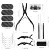714dTkk4SwL._SL1500_.jpg NEWISHTOOL Hair Extension Tool Kit - Silicone Micro Beads, Stainless Steel Beads Plier, Metal Bead Threader and Needle Pulling Hook for Beading Hair Extensions, Girls Cosplay Party Hair Styling Tool