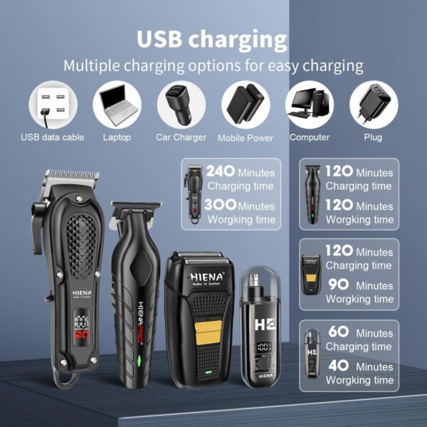 Professional Hair Clipper Set for Men, Cordless Barber Clippers Set and Trimmer Kit, Electric Beard Trimmer & Nose Trimmer Kit, Foil Shaver & Men's Facial Grooming Tool Kit, Gifts for Men