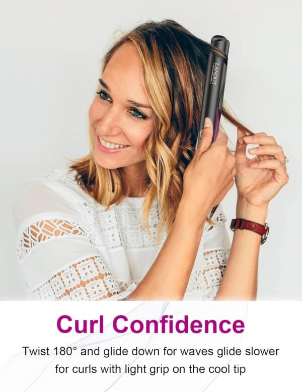 LANDOT Hair Straightener and Curler 2 in 1 - Twist Straightening Curling Iron Combo - Flat Iron Curling Iron in One for Curl Wave Straighten Hair