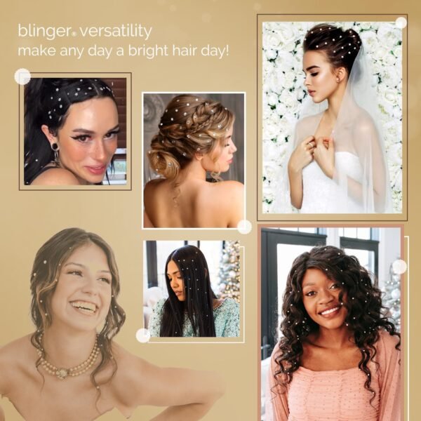 714yB5HQOeL._SL1500_.jpg blinger® Shimmer Starter Set with Gold-Plated blinger Styling Tool & 90 Precision-Cut Glass Crystals | Precision-Cut Glass Crystal Bedazzler for Hair & Skin