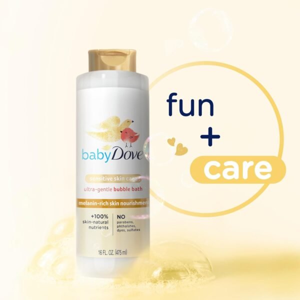 Baby Dove Bubble Bath Melanin-Rich Skin Nourishment for nourished Skin and Bath time Fun Sensitive Skin Care with Skin-Natural nutrients 16 oz, Silver