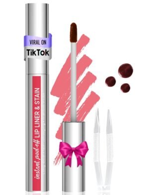 715GWI4JepL._SL1500_.jpg Lip Stain - Lip Liner Stain, Long Lasting Peel Off Lip Stain, Natural Peel Off Lip Liner Stain with Tweezer, Easy to Use, Waterproof, Smudge-proof, Transfer-proof, Nude Pink