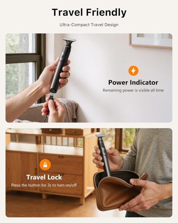 [2025 Upgraded Beard & Body Hair Trimmer for Men [All-in-One] USB-C Fast Charging, Groin & Ball Hair Painless Electric Shaver, Travel Razors, Waterproof Wet/Dry Groomer, Black(Lite)