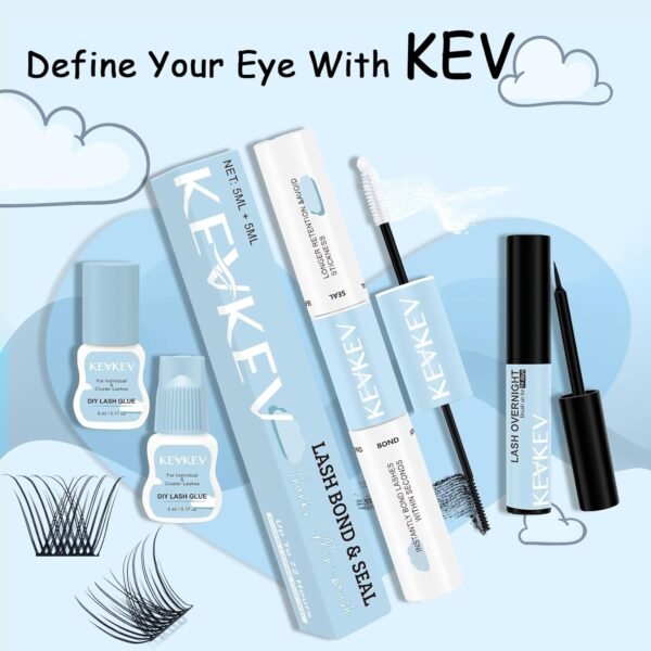 715ZdzqkgzL._SL1500_.jpg KevKev Lash Bond and Seal Waterproof Bond and Seal Lash Glue for Lash Clusters Mascara Wand Cluster Lash Glue Eyelash Bond and Seal Strong Hold for 72 Hours Avoid Stickiness (5ml+5ml)