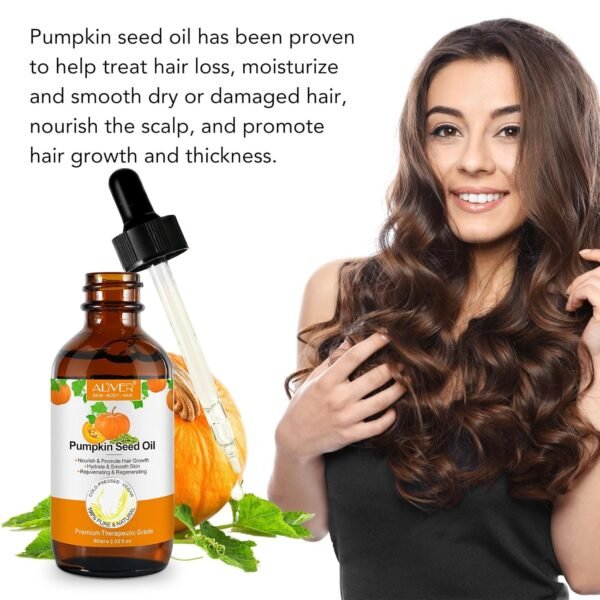 715ahw3miLL._SL1500_.jpg Pumpkin Seed Oil, Pumpkin Seed Oil for Hair Growth, Pure Cold Pressed Pumpkin Seed Oil for Dry Damaged Hair Growth, Hydrating, Scalp Moisturizer, Nourishment - 60ML
