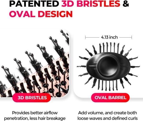 TYMO Hair Dryer Brush Blow Dryer Brush in One, 4 in 1 Ionic Hair Dryer and Styler Volumizer with Oval Titanium Barrel, Hot Air Straightener Brush for Smooth Frizz-Free Blowout, Gold