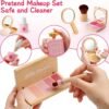 Wooden Makeup Toy Set for Girls Pretend Play Makeup Kit for Toddlers 3-5 with Eyeshadow/ Mascara/ Perfume/ Blush/ Mirror/ Bag, Birthday Gifts for Girls Toys Kids Aged 3 4 5 6 7 8