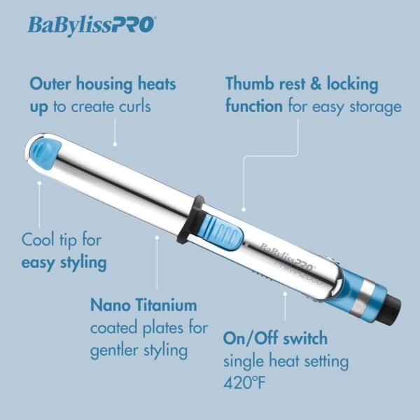 715tIWI0j5L._SL1500_.jpg BaBylissPRO Nano Titanium Prima2000 Ionic Styling Iron, 3/4" stainless steel travel/mini iron, all hair types